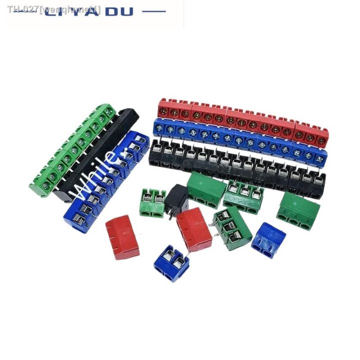 100pcs-kf301-2p-3p-splicing-screw-type-pcb-spacing-5-0-connector-terminals-terminal-kf301-red-blue-green-black