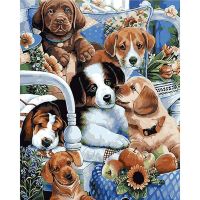 CHENISTORY Frame 60x75cm Diy Painting By Numbers Dog animals Kit Acrylic Paint By Numbers Wall Art Picture Coloring By Numbers