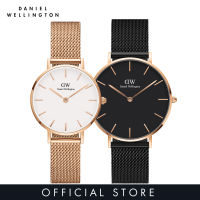 Daniel Wellington ชุดของขวัญ-Petite 28 Melrose RG ขาว + Petite 36 Ashfield RG ชุด Jam Tangan Pasangan ดำ-2นาฬิกา-สำหรับคู่รักชายและหญิง