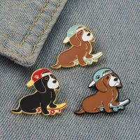 hot【DT】 Skateboard Dog Enamel Pins Cartoon Brooches Lapel Pin Metal Badge Backpacks Jewelry Gifts for Wholesale