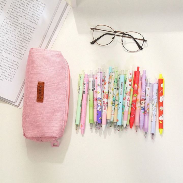 ฝ้ายลินิน-bqgbg63511กระเป๋าดินสอสีทึบความจุมากกล่องใส่ปากกามินิมอลกระเป๋าดินสอซิปของขวัญนักเรียน