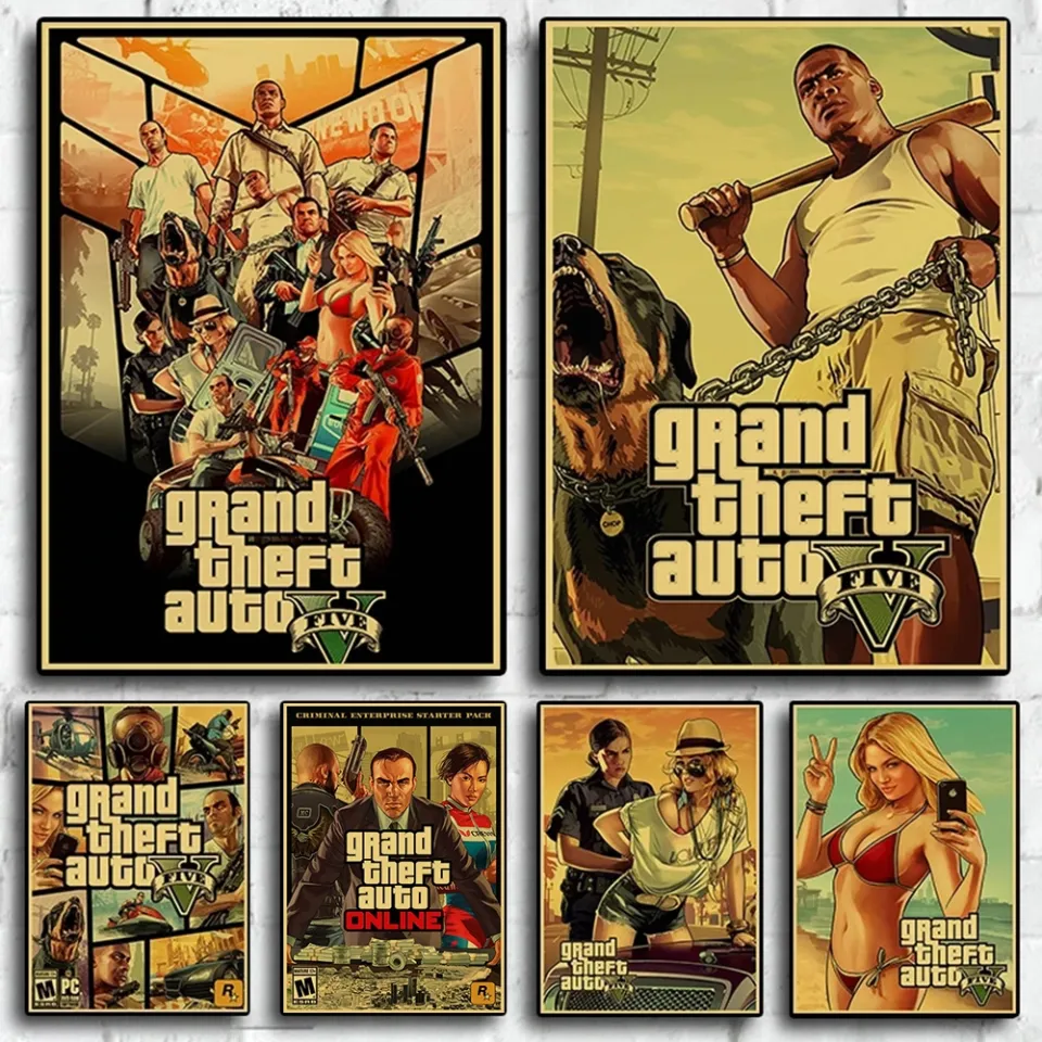 GTA5 Poster Grand Theft Auto Mapa Pintura Canvas, Video Game