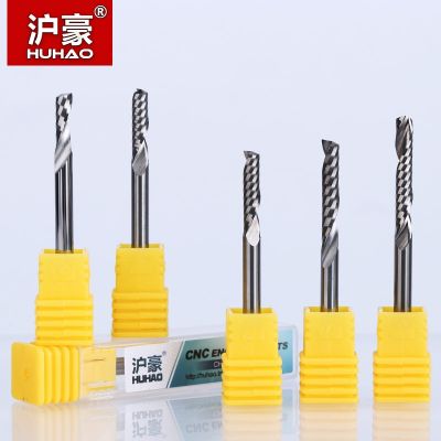 HUHAO 1PC CNC End Mill Shank 4mm One Flute Spiral Cutter Tugster Steel Router Bit สําหรับ MDF Carbide Milling Cutter สําหรับไม้