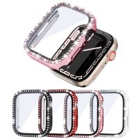 Glass Watch Cover for Apple Watch 45mm 41mm 40mm 44mm 38mm 42mm Bling Case Diamond Bumper Protector for iwatch SE 8 7 6 5 4 3 2