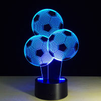 7 Colors Change LED 3D Football Light Soccer Touch Table Bedroom Desk Lamp Decor Birthday Christmas Gift Sports Entertainment