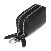 Leather Key Wallets Unisex Key Storage Bag Men Car Key Holders Double Zipper Keychain Case Women Smart Housekeeper