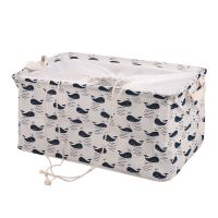 Whale Cotton and Linen Storage Square Box with Beam Mouth Clothing Finishing Home Storage Basket Floor Snacks Debris Basket