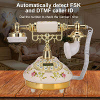 โทรศัพท์แบบมีสายสไตล์วินเทจย้อนยุคโบราณตั้งโต๊ะแบบมีสาย FSK/DTMF โทรศัพท์ตั้งโต๊ะ IP หมายเลขผู้โทรพร้อมปฏิทิน/วันที่/นาฬิกาแสดงผลสำหรับตกแต่งบ้าน/โรงแรม/สำนักงาน