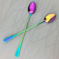 Ice Cream Long Handle Scoop Tableware Set Colorful Dinnerware Spoon Bar Spoons Juice Coffee Stirring Cutlery Set Kitchen Tools