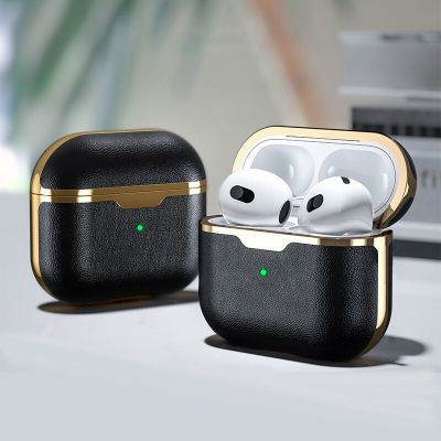 For Airpods Pro 2 Case With Hook Black Gold Electroplating Earphone Case Headphone Cover For Apple Air Pod 3 Pro 2nd Generation