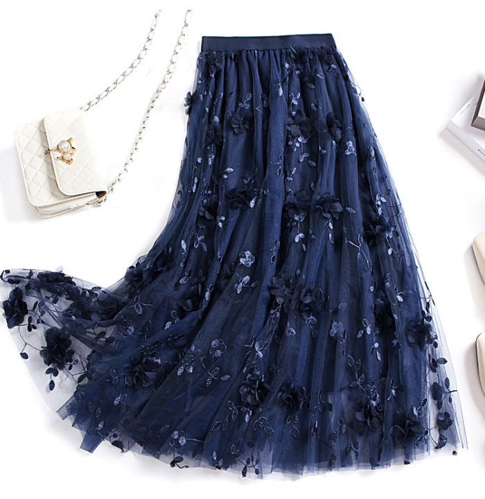 luxury-woman-skirts-korean-style-fashion-elastic-waist-appliques-embroidery-floral-mesh-skirt-long-gauze-ball-gown-skirt