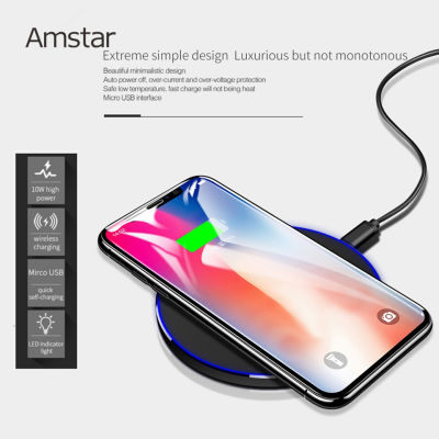 Amstar 10W Qi ไร้สายอย่างเร็วที่ชาร์จแบบไร้สายโทรศัพท์มือถือเครื่องชาร์จ USB สำหรับ12 11 Pro Max X Xs Sansung S20 Plus Note 20 Ult