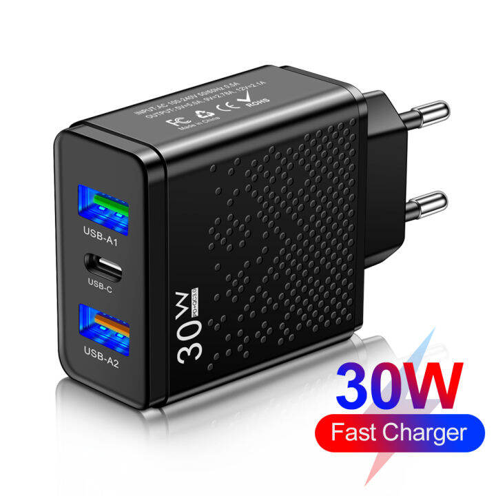 pd-2usb-30w-universal-fast-charger-3พอร์ต-type-c-เครื่องชาร์จศัพท์มือถือสำหรับ-samsung-s22-21-xiaomi-14-13-quick-charger-3-0