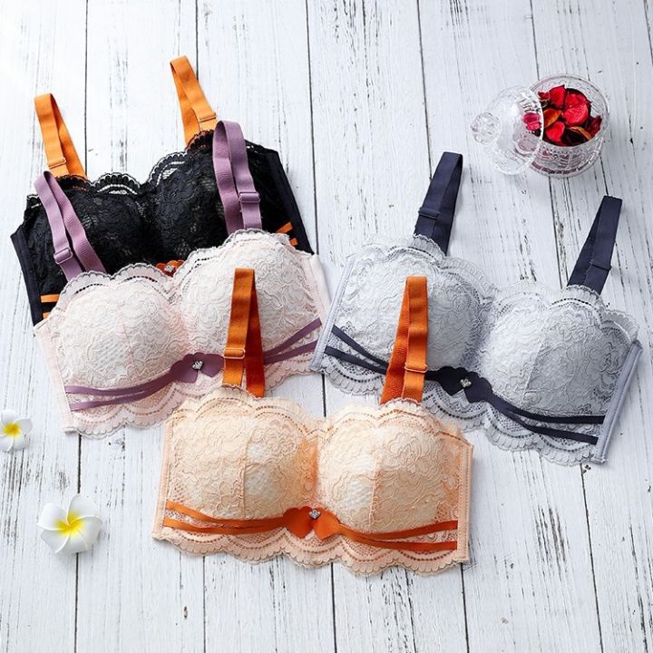 New Lace Full Cup Large Size Ladies Bra Big Breast Show Small Thin