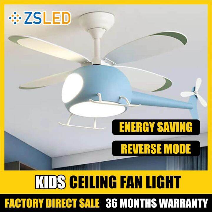 Creative Flying Plane Led Light Airplane Ceiling Fan Lamp Kids Bedroom