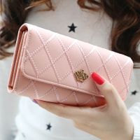 Womens Wallets Purses Plaid PU Leather Crown Long/short Wallet Hasp Phone Bag Money Coin Pocket Card Holder Female Wallet Purse