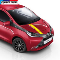 For Toyota AYGO Sport Stripes Car Hood Bonnet Sticker Auto Engine Cover Decor Vinyl Decals Racing Styling Exterior Accessories