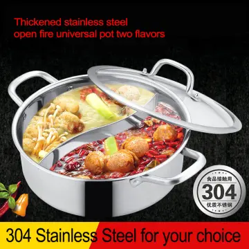 Yzakka Stainless Steel Shabu Shabu Hot Pot Pot with Divider for