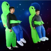 （ใหม่） ET-Alien Inflatable Monster เครื่องแต่งกายสีเขียวน่ากลัว Alien คอสเพลย์เครื่องแต่งกายสำหรับผู้ใหญ่ Carnival Purim Party Festival Stage