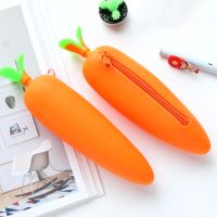 【CC】▽∋  Carrot Stationery Pens/Eraser/Ruler Storage Organizer Soft Silicone Kids