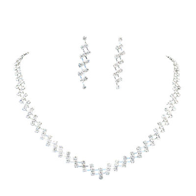 Amart Women Lady Clear Crystal Necklace Earrings Suit Wedding Party Bridal Jewelry Set