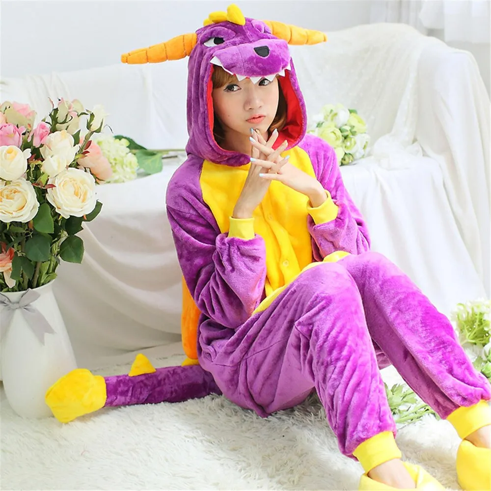 Flannel Kigurumi Dinosaur Onesies For Adults spyro the dragon Women  dinosaur pajamas overall Whole Onepiece Animal Pajamas | Lazada PH