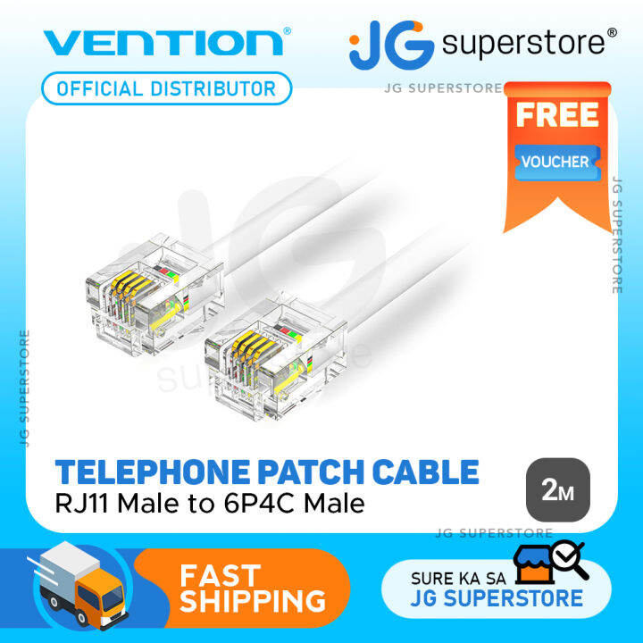 Vention RJ11 Male to 6P4C Male Gold Plated Trident Flat Telephone Patch