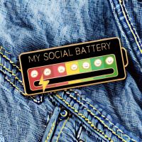 【DT】hot！ New Fun Sliding Brooch 7 Social Battery Enamel Pins Fashion Lapel Pin Jewelr for Men