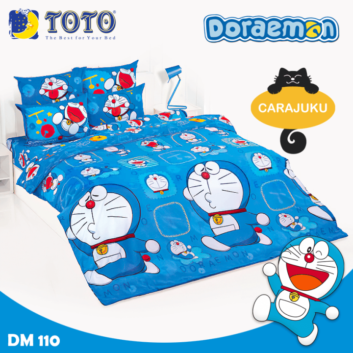toto-ชุดผ้าปูที่นอน-โดเรม่อน-doraemon-dm110-สีฟ้า-โตโต้-ชุดเครื่องนอน-3-5ฟุต-5ฟุต-6ฟุต-ผ้าปู-ผ้าปูที่นอน-ผ้าปูเตียง-ผ้านวม-โดราเอม่อน-โดเรมอน-doremon