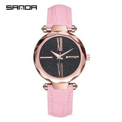 【hot seller】 Three up to watch school students ms contracted leisure fashion belt waterproof wrist quartz and personality