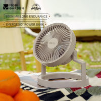 MOBI GARDEN Fan พัดลม และ โคมไฟ LED พัดลมอเนกประสงค์แบบชาร์จไฟได้ แขวนได้ สำหรับแคมป์ปิ้ง Outdoor Office Home Desktop