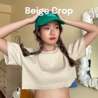 Beige Crop Top เสื้อครอป สีเบจ