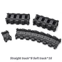 City Trains Flexible Tracks Forked Straight Curved Rails Switch Building Block Bricks High-Tech Creative Toys for kid