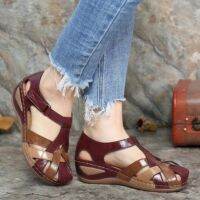 {shoe shop}รองเท้าแตะผู้หญิง39; โรม Hollow Out Wedge Heels Platform Ladies ShoesLoop Embroidery Sewing Female Sandal