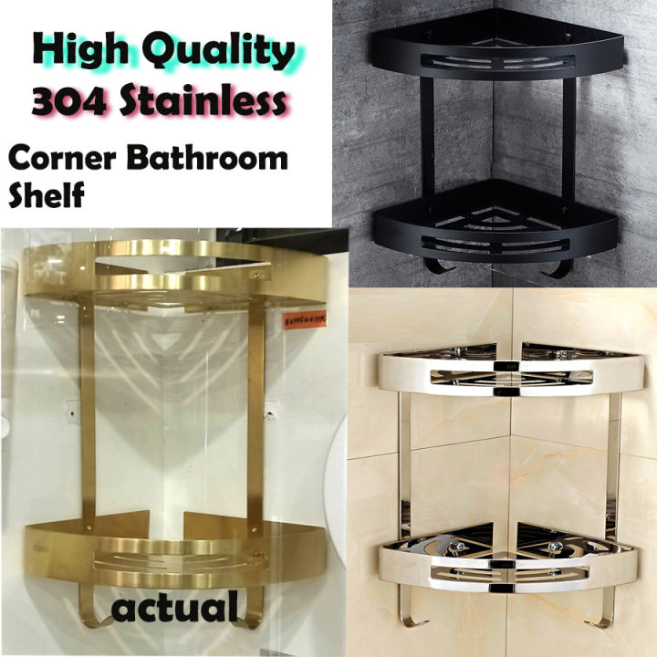 304 Stainless Steel Bathroom Shelves Silver Bathroom Accessories Shower  Corner Shelf Shampoo Storage Rack Bathroom Basket Holder