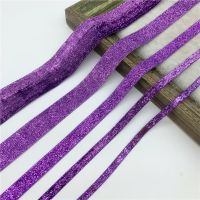 6MM 38MM Purple Glitter Velvet Ribbon For Handmade Gift Bouquet Wrapping Supplies Home Party Decorations Christmas Ribbon