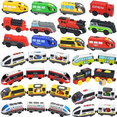 Wood Magnetic Electric Train Car Diecast Slot Locomotive Truck Compatible Brand Biro Train Wooden Railway Track Set Kid Toys