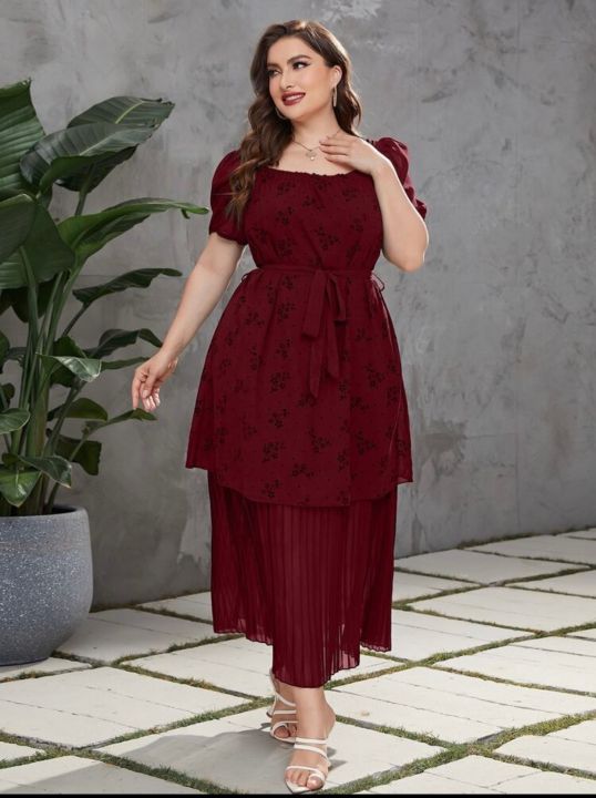 Tata Fashion ELEGANT PLUS SIZE MAXI Short Sleeve Dress | Lazada PH