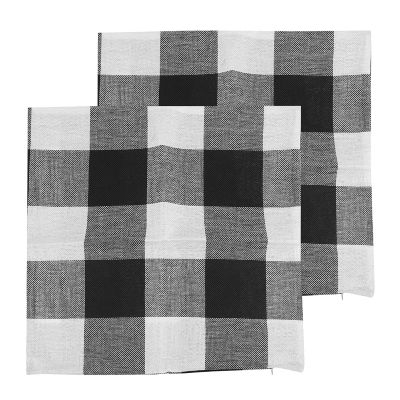 Black White Retro Checkers Plaids Cotton Linen Square Throw Pillow Cover Decorative Cushion Cover Pillowcase Cushion Case, Set of 2