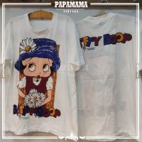 BETTY BOOP 1996 flower in her hand tag WILD OATS เสื้อลายการ์ตูน แบตตี้บูป papamama vintage เสื้อยืดผ้าฝ้าย