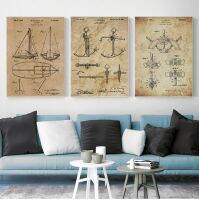 Vintage Sailboat Patent Print - Perfect Sailor Gift For Nautical Enths-Yacht Anchor Ship Wheel Sailing พิมพ์เขียว-คุณภาพสูง Wall Art ภาพวาดผ้าใบ