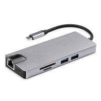 8 In 1 Docking Station Type-C To Hdmi + Vag Gigabit Rj45 + Usb3.0Hub Line Reading Hub