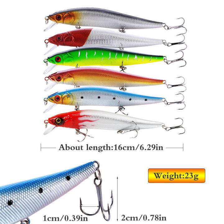 s-ouilang-6ชิ้นชุด14เซนติเมตร23กรัมเหยื่อตกปลารอกตกปลาสร้อยตกปลาเหยื่อตะขอ-crankbait-ฮาร์ดจำลองปลาเหยื่อ