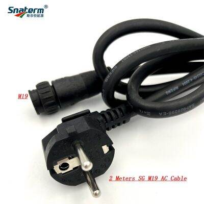 ขั้วต่อ M19 3Pin 2เมตรไฟฟ้ากระแสสลับพร้อมปลั๊กอียูชนิดเหมาะสำหรับ SG Series 300-700W อินเวอร์เตอร์ยึดแผงไมโคร