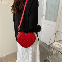 Fashion Love Heart Shaped Shoulder Crossbody Bag Women Rhombic Pattern Leather Chain Totes Designer Handbags Sling Purse