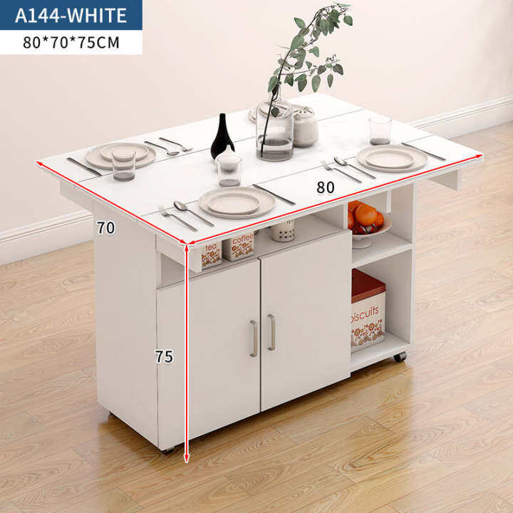 #A144 Foldable Dining Kitchen Table with Storage Cabinet | Lazada PH