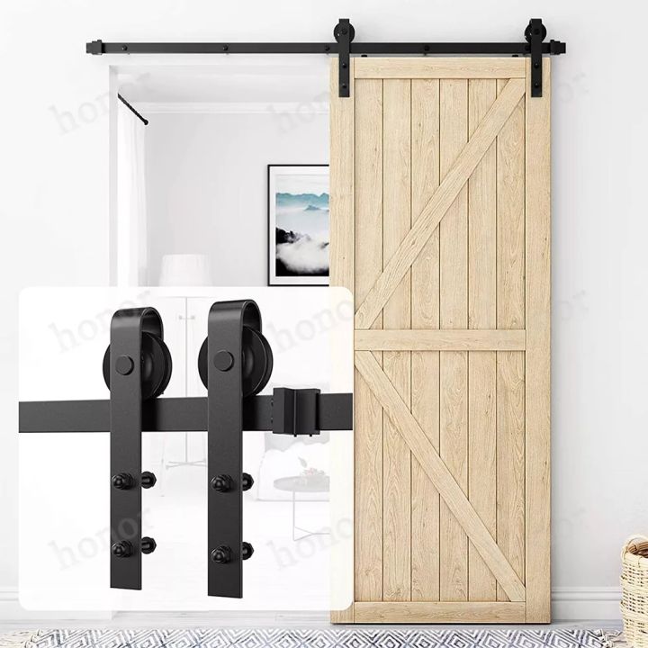 6-6ft-2m-sliding-barn-door-เลื่อนประตู-ประตูบานเลื่อน-สีดำชนบทคาร์บอนเหล็กรูปสี่เหลี่ยมขนมเปียกปูนเลื่อนประตูยุ้งข้าวฮาร์ดแวร์-รางประตูเลื่อน-ชุดรางเลื่อน