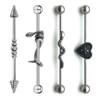 1PC Surgical Steel Man Industrial Barbell Arrow Bulk Snake Dragon Heart Long Bridge Earring Transversal Piercing Unisex Jewelry