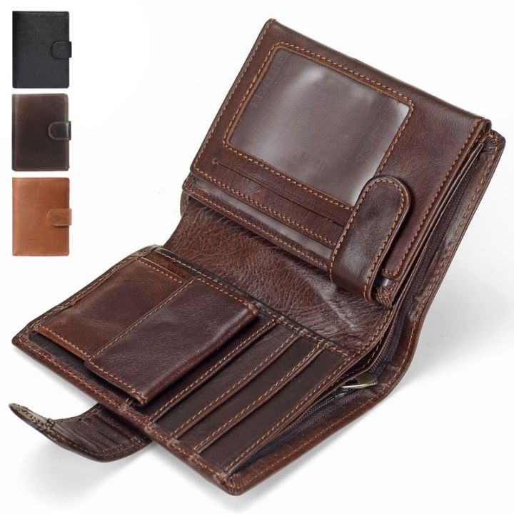 new-men-wallet-cowhide-genuine-leather-wallets-coin-purse-clutch-hasp-open-top-quality-retro-short-wallet