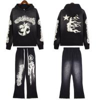 High quality Hellstar Studios wash water do old print loose hooded sweater flared trousers suit